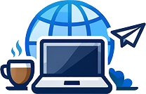 Noutbuk və qlobus illüstrasiyası